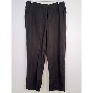 INVESTMENTS Women Black 100% Linen Straight Leg Pants Size 10